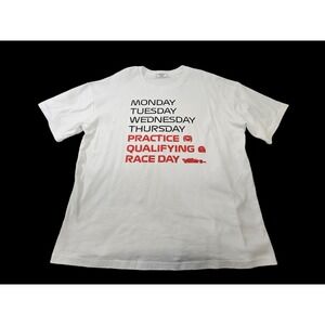 REALITY RACING Men's XL Race Day Tee White Graphic T-Shirt Shirt SS Top EUC